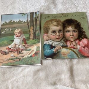 Two Victorian Advertising Cards from 1884 (Easter Greeting) and 1883 (Hood’s)